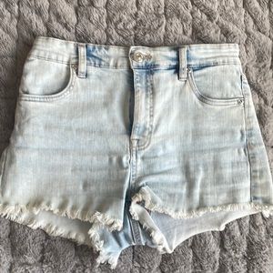 Light blue cotton denim shorts